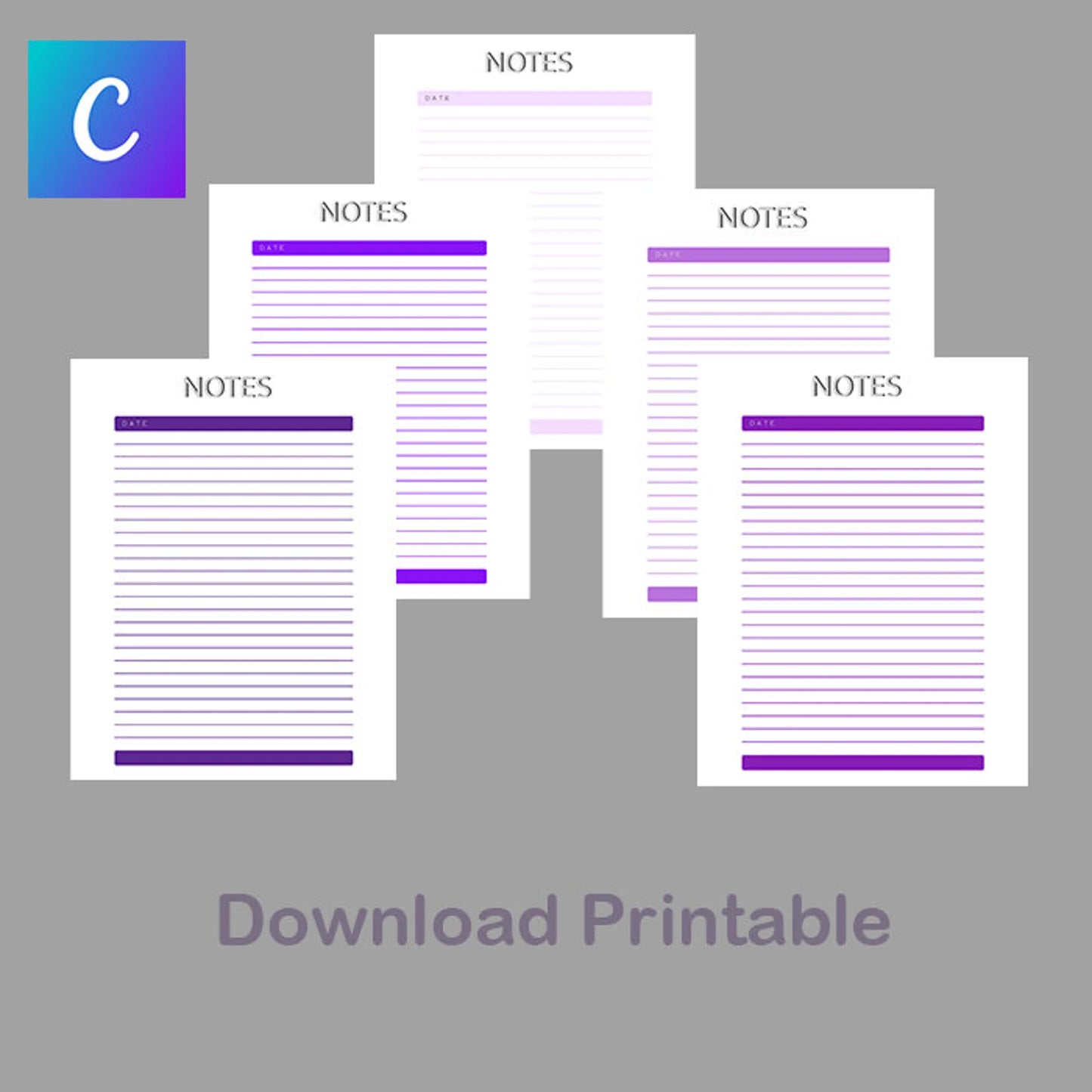 Purple Printable Notes