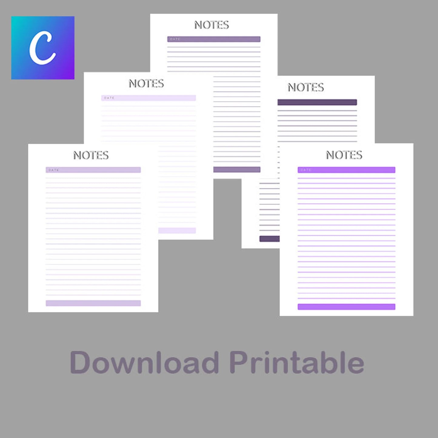 Purple Printable Notes