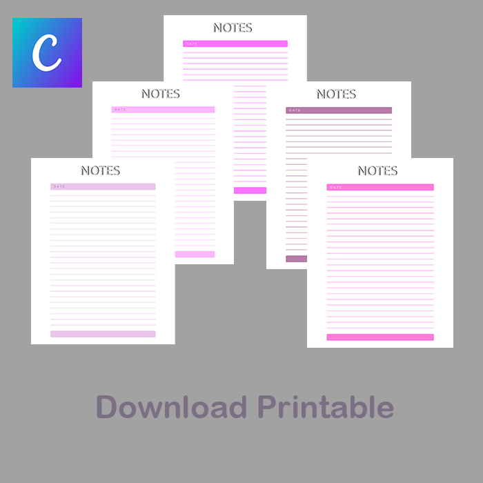 Pink Printable Notes