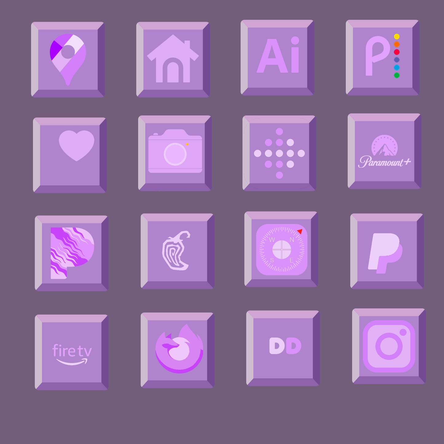 3D Purple iPad, iPhone and Website Icons